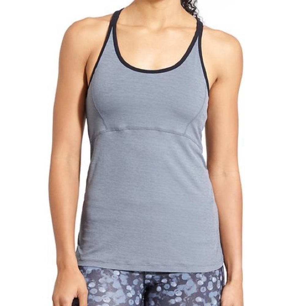 ATHLETA reach & restore grey fitted yoga athletic‎ tank top Sz-XXS. B13